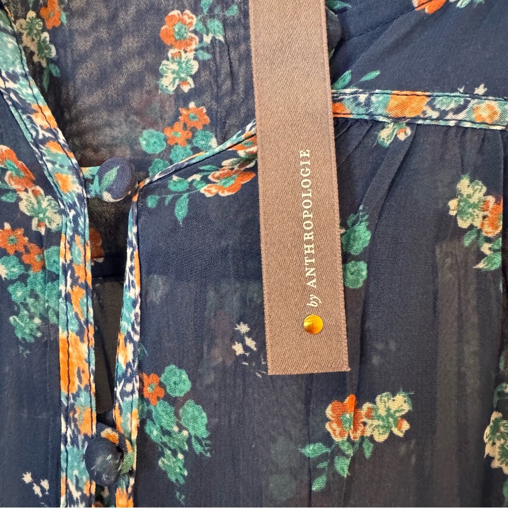 NWT Gorgeous Anthropologie Plus Size Sheer Floral Flowy Blouse - Picture 4 of 12